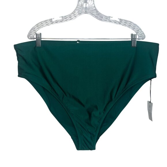 Shade & Shore Bikini Bottoms High Waist High Leg Cheeky Green Size 2X New - Picture 2 of 9